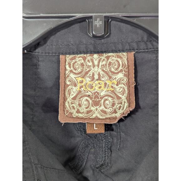 Roar Emboidered Western/Rodeo Gothic Black Button Up Large Vintage 90's Griffins - Picture 3 of 12